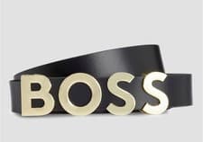 Image of Hugo Boss Womens Bold Logo Leather Belt Black 90cm-34 ( fits 32”) New 2cm Wide