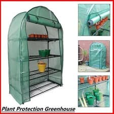 Image of 4 Tier Greenhouse Outdoor Garden Plants Grow Green House with PVC Cover