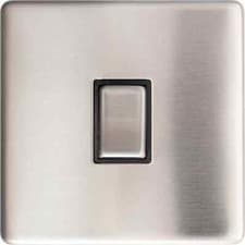 Image of 2 Way Single Gang 10A Brushed Chrome Screwless Light Switch Designed for UK