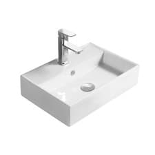 Image of Nuie Rectangle Countertop Vessel Wash Basin 500mm White Ceramic Bathroom Sink