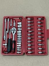 Image of 46 Pieces 1/4 Drive Socket Set&Tool Sets Ratchet Wrench Set with Bit Socket Set