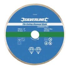 Image of Tile Cutting Disc Diamond Blade 200mm x 25.4mm Continuous Rim Silverline