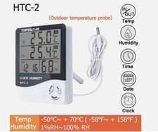 Image of LCD Digital Thermometer Hygrometer Indoor Outdoor Weather Station Clock HTC-2 UK