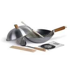 Image of Ken Hom Non-Stick Wok Set, 31cm, Seasoning with Natural Silver 