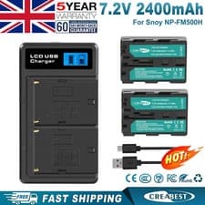 Image of 2Pcs 2.4Ah NP-FM500H Battery &Charger For Sony Alpha SLT-A57 A100 A65 A58 A500