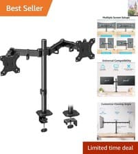 Image of Robust Dual Monitor Desk Mount - Tiltable & Swivable Arms for 13-32 Inch Screens