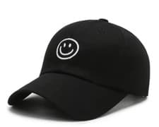Image of Smiley face Embroidered Baseball Cap Happy BLACK Unisex Rave Party Hat NEW