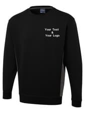 Image of Personalised Embroidered Two Tone Crew Neck Sweatshirt Custom Text Logo Unisex