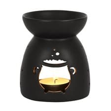 Image of Black Cauldron Witch Ceramic Cut Out Oil Buner Wax Burner Tealight Holder New