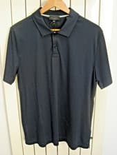 Image of Ted Baker Slim Soft Touch Stretch Fabric Polo Shirt Navy Blue. Size 4 (Large)