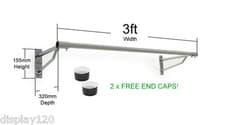Image of 3ft Long Clothes Rail Wall Mounted Screw Chrome Garment Rail Hanging Rack 25mm