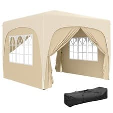 Image of Outsunny 3 x 3(m) UPF50+ Pop Up Gazebo with Sides and Carry Bag, Sand