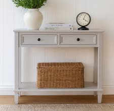 Image of Belmont Collection 2 Drawer Console - White Wood Console Table - Hallway