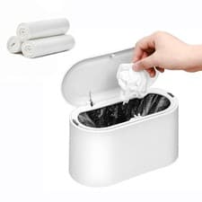 Image of Mini Trash Can with Lid,Small Desk Trash Can,Countertop Mini Garbage Cans,Tin...