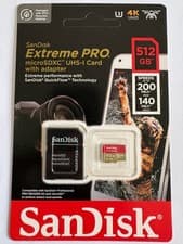 Image of SanDisk Extreme PRO 512GB microSD Card 200MB/s V30 UHS-I A2 4K UHD + Adapter