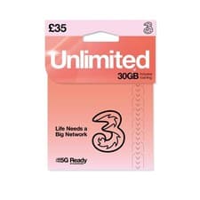 Image of THREE 4G/5G SIM Card UK & ROAM FREE in over 70 destinations - PREPAID PAYG £3...