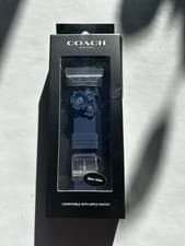 Image of BNIB Coach New York Apple Watch Strap - Navy With Flowers