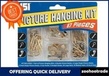 Image of 87 Piece Picture Hanging Kit DIY With Hooks Nails Brackets Tacks Hooks Wire Hang