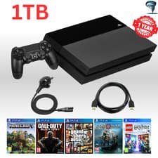Image of Playstation 4 1TB Sony Gaming Console With 1 Remote Cables 5 Games Refurbished