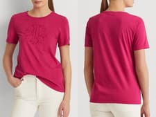 Image of Ralph Lauren Cotton Modal Soft Top Iconic Blouse Shirt T-shirt Pink New XS