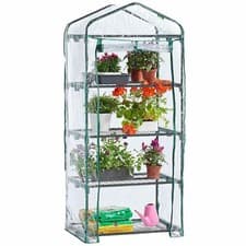 Image of 4 TIER MINI GREENHOUSE OUTDOOR GARDEN PLANTING SMALL PVC GROWHOUSE WITH SHELVES