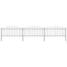 Image of Garden Fence Black Steel 11.9m Spear Top 7 Panels 8 Posts Heavy-Duty 1.25-1.5m.