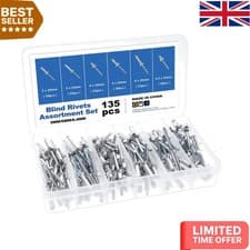 Image of Comprehensive 135 Pcs Rivets Assortment - 6 Sizes for All Your Fastening Needs