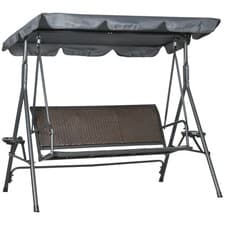 Image of Outsunny 3 Seater Garden Swing Seat Bench w/ Adjustable Canopy, Dark Grey
