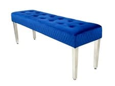 Image of Quilted Brushed Velvet Silver Legs Long Dining Bench