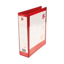 Image of 5 Star Office A4 Presentation Lever Arch File Red 58mm Polypropylene Binder