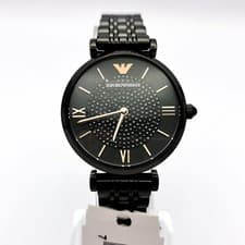 Image of EMPORIO ARMANI AR11245 BLACK CRYSTAL DIAL STAINLESS STEEL LADIES WATCH