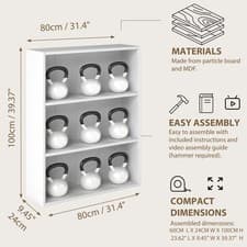 Image of Wide 3 Shelf Tier Wooden Bookcase Cabinet Storage Shelving Display Shelves Unit