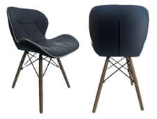 Image of Set of 2 and 4 PU Leather dining chair Black and Dark grey with Eiffel legs