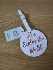 Image of Sass & Belle "Let's Go Explore The World" Light Pink ID Luggage Tag - New