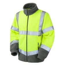 Image of Leo Hi Vis Fleece Jacket Warm Winter Contrast Zipped Pockets Work Jacket F01