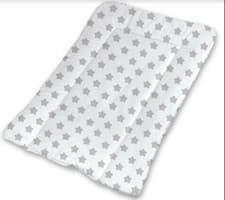 Image of Child Toddler Changing Mat Nursery Baby 100% Cotton Big Grey Stars On White