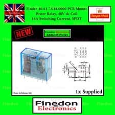 Image of Finder 40.61.7.048.000 PCB Mount Power Relay 48V dc Coil 16A Switching SPDT