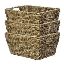 Image of Storage Basket - Set of 3 Natural Seagrass Eco-Friendly Woven Basket | M&W