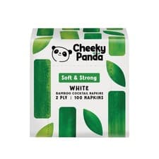 Image of Bamboo Paper Disposable Napkins Pack of 100 White Cocktail Napkins 25 x 25cm 2