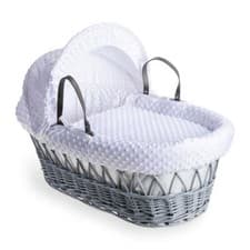 Image of Clair de Lune Dimple Wicker Moses Basket with Bedding Baby Bassinet 68 x 30 cm