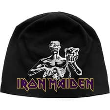 Image of Iron Maiden Beanie Hat Cap Seventh Son Band Logo Official New Black Jersey Print