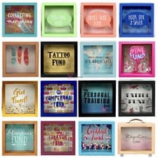 Image of Money Box Wooden Gin Fund Frame Glass Coins Notes Piggy Bank Saving Fund Novelty