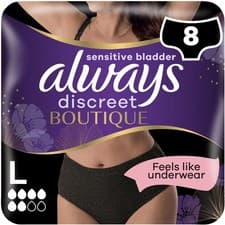 Image of Always Discreet Boutique Incontinence Pants for Women, Large, Plus, Pack of 8 UK