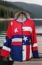 Image of Allure Womens Patriotic American Flag Jacket Patriot America Plus Sz 22/24 NWT