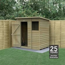 Image of Forest 4Life 6x4 Pent Shed Single Door 1 Window Wood Garden Storage Free Del