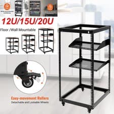 Image of 12U/15U/20U Network Data Server Rack Open Frame Server Rack Metal with Wheels