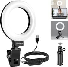 Image of BASICS 5" Ring Light for Video Conference Lighting, Clip on Light Kit with Desk