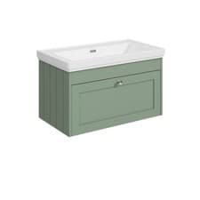 Image of Balterley Wall Hung 1 Drawer Unit with Classic Basin No Tap Hole - Size/Colour