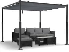 Image of Luxury Garden Pergola Retractable Sliding Roof Steel Frame Waterproof UV Home UK