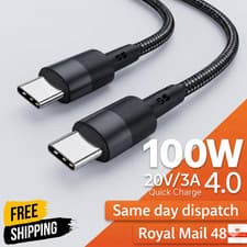 Image of Type C to Type C Cable PD 100W Fast Charger Long Braided Alloy USB-C Lead